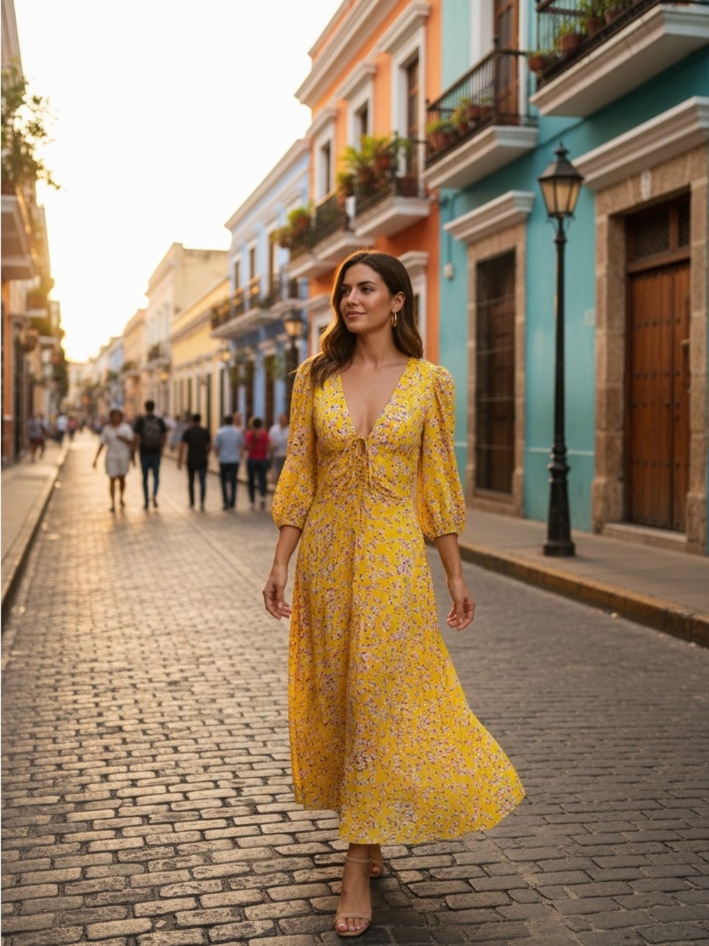 NICHOLAS Yellow Floral Midi Dress